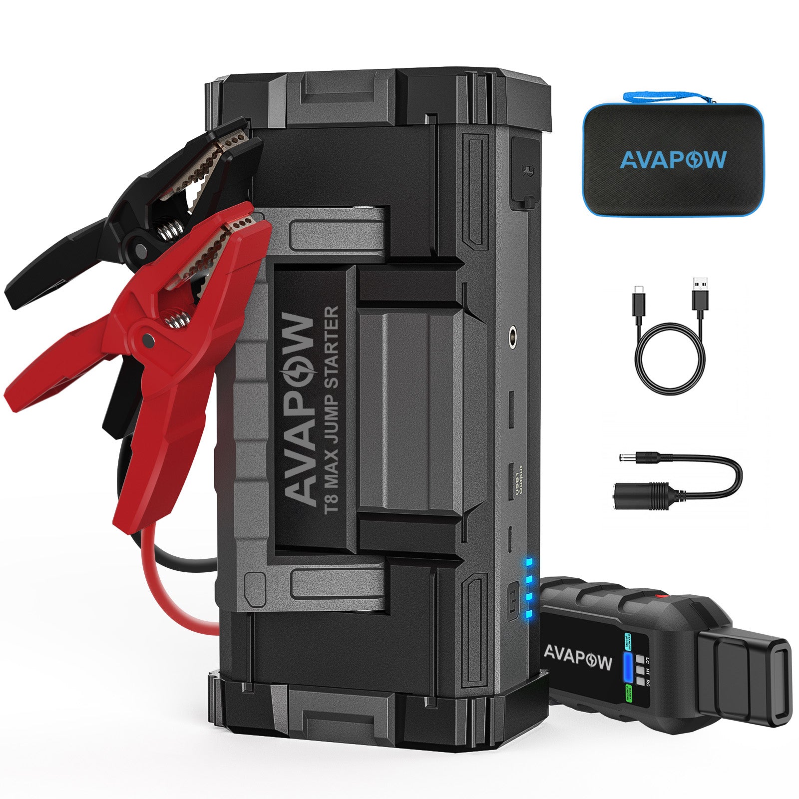 T8 Max AVAPOW 6000A Car Battery Jump Starter for All Gas or Upto 12L Diesel Powerful heavy duty Car Jump Starter