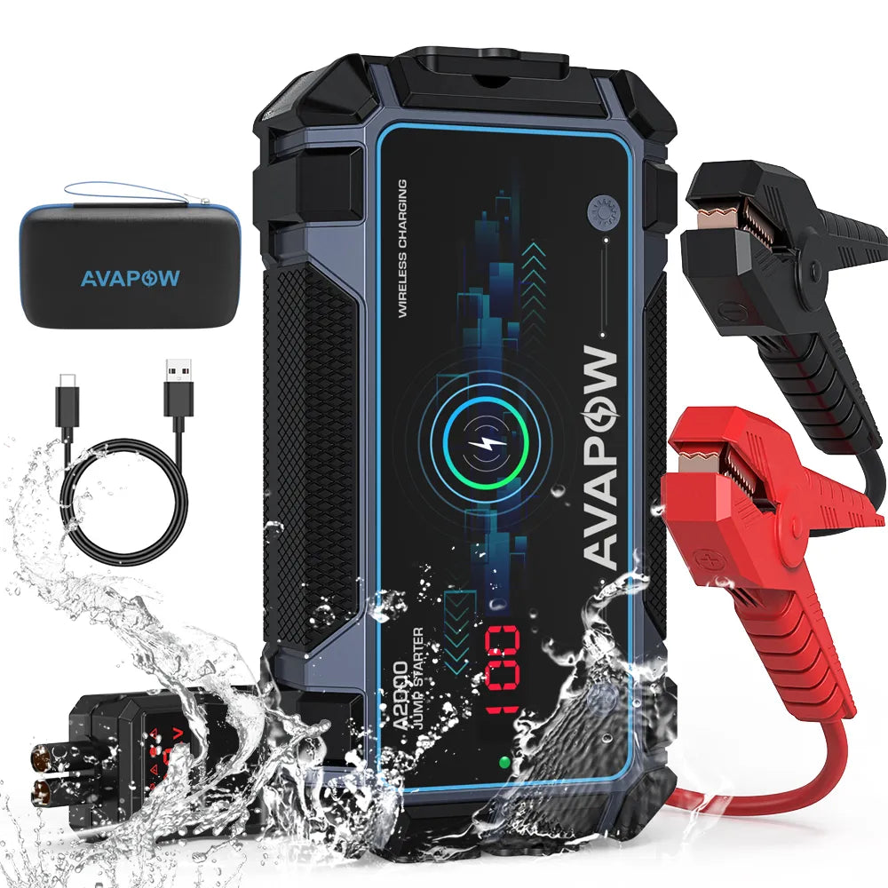 AVAPOW A2000 Car Battery Jump Starter 2000A Peak Current 12000mAh Battery Capacity