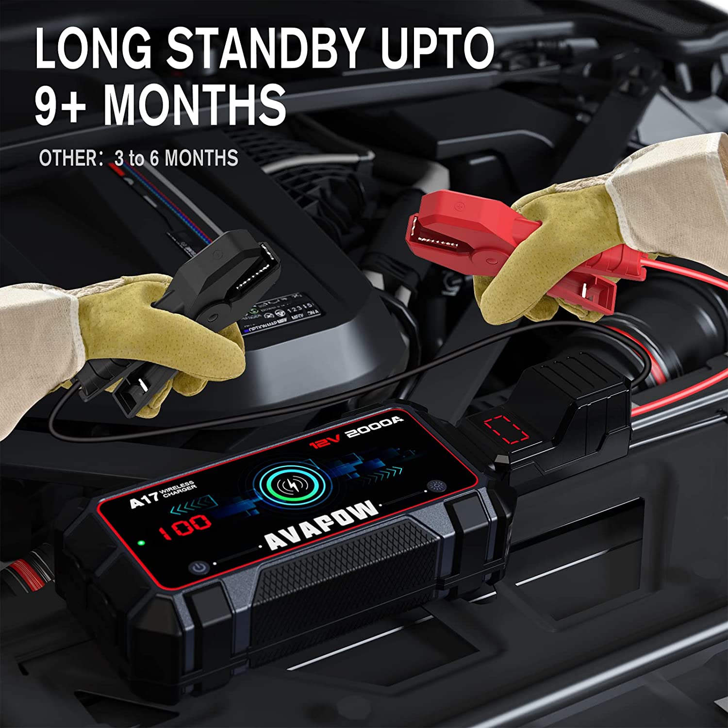 AVAPOW A17 Car Battery Jump Starter 2000A Peak Battery Capacity