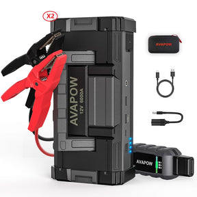 AVAPOW A68 Car Battery Jump Starter 6000A Peak  Battery Capacity