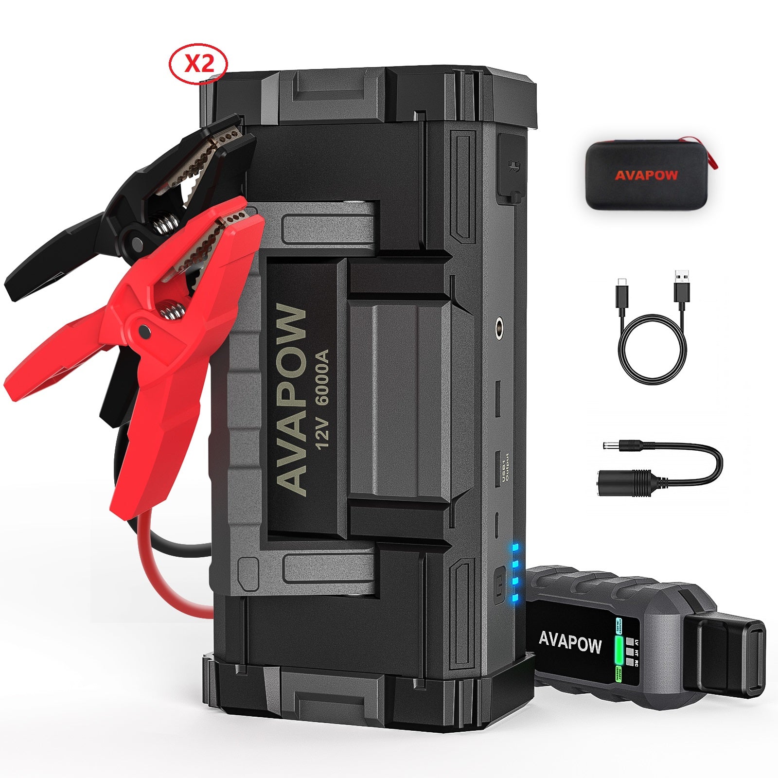 AVAPOW A68 Car Battery Jump Starter 6000A Peak  Battery Capacity