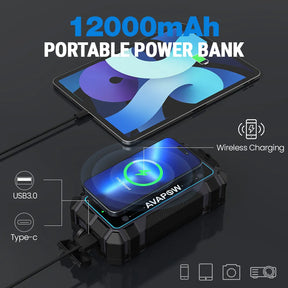 AVAPOW A2000 Car Battery Jump Starter 2000A Peak Current 12000mAh Battery Capacity