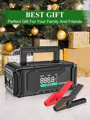 AVAPOW Car Battery Jump Starter 3000A Peak with Air Compressor, 12V 150PSI Portable Jumpstart with Force Start Function, Portable Starters for Up to 8L Gas 8L Diesel Engine, PD 60W Fast Charging