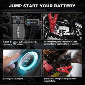 AVAPOW A18 Car Battery Jump Starter 2000A Peak  Battery Capacity