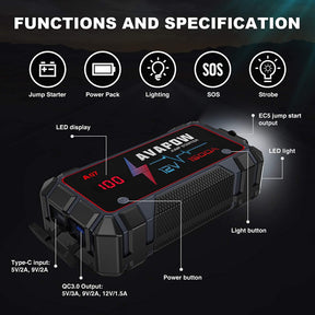 AVAPOW A07 Car Battery Jump Starter 1500A Peak  Battery Capacity