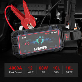 AVAPOW A37 Car Battery Jump Starter  4000A Peak Battery Capacity